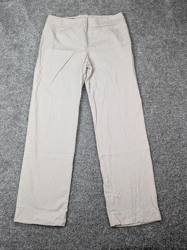 Escada Pants Womens 38 Beige Straight Leg Silk Cotton Blend Dressy Workwear in Beige Silk from Poshmark