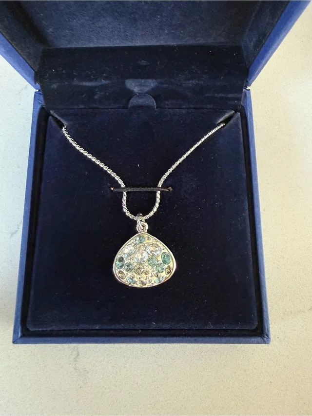 Swarovski Sparkling Teardrop Pendant Necklace With Silver Chain in blue|white from Poshmark