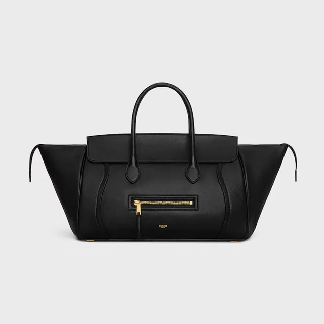 Celine Structured Leather Trapezoid Top Handle Bag — Black in Black Leather from HEWI