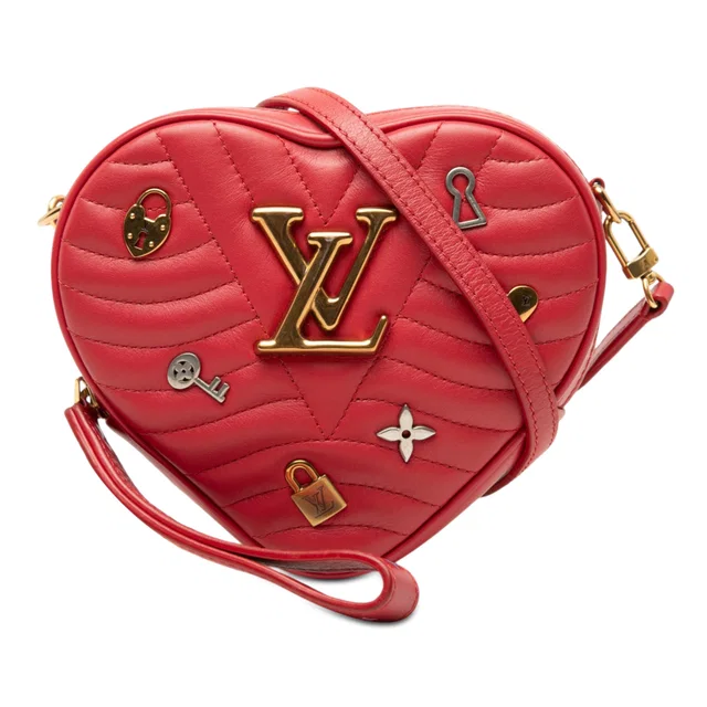 Red Louis Vuitton Calfskin Embellished New Wave Love Lock Crossbody in Red Calfskin from Designer Revival