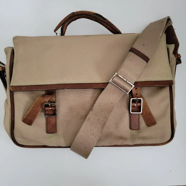 Bally Vintage Laptop Soft Briefcase Beige Nylon Brown Leather Messenger Bag in brown|red Nylon from Poshmark