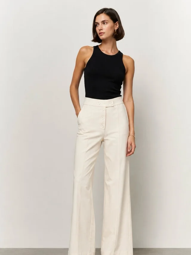 Proenza Schouler Virgin Wool Button Front Pants White Size 8 in white Wool from Poshmark