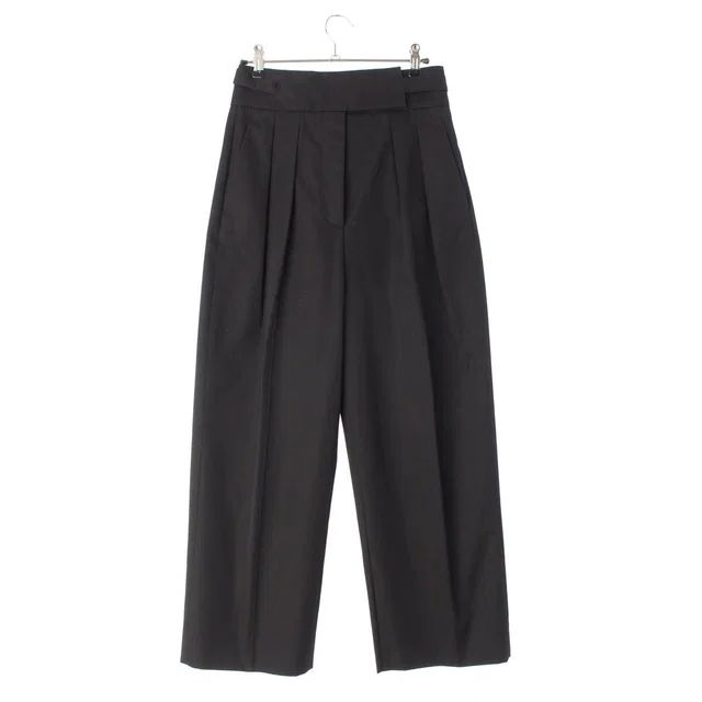 Prada Cotton Belt Pants Trousers Center Crease Black in Black from The Reluxe