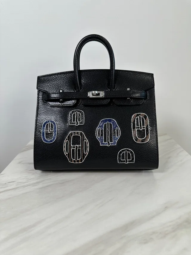 Hermès Birkin 20 Bouclerie Moderne Chevre Mysore Palladium Hardware in Goatskin from Luxury Promise