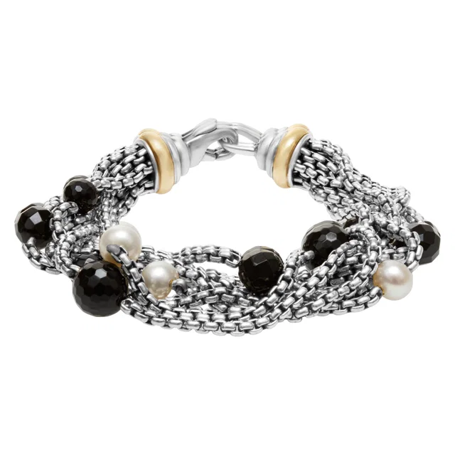David Yurman Pearl & Onyx bracelet in Yellow Sterling Silver from Gray And Sons