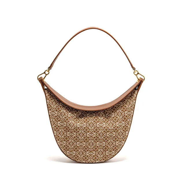 Loewe Medium Luna Bag Anagram Jacquard Canvas/Calfskin Tan/Pecan GHW in Brown Calfskin from EMIER