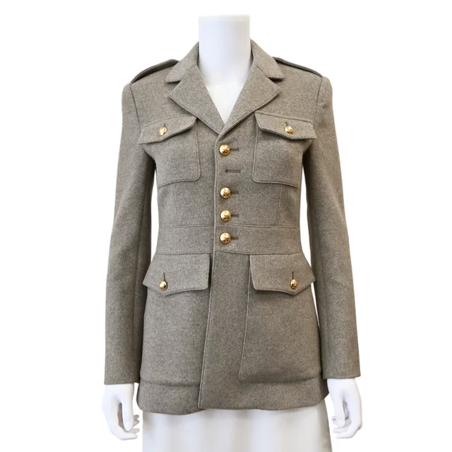 Celine Gris Beige Saharienne Cashmere Jacket in Beige Cashmere from Clotheshorse Anonymous