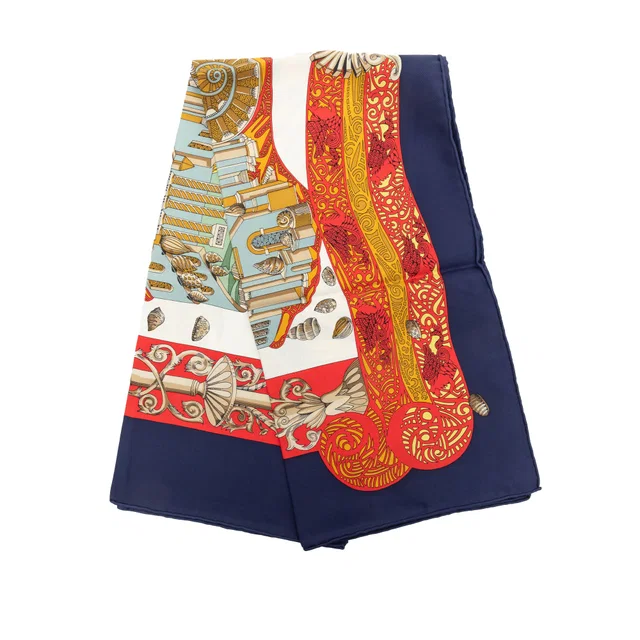 Blue Hermès L Atlantide Silk Scarf 90 Scarves in Blue Silk from Designer Revival, photo 1 of 1