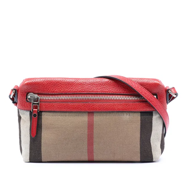 Brown Burberry Small Mega Check Canvas Farley Crossbody in Brown Canvas from Designer Revival