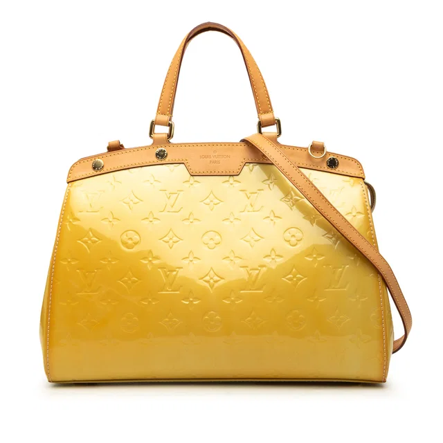 Yellow Louis Vuitton Monogram Vernis Brea MM Satchel in Yellow Leather from Designer Revival