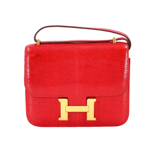 Hermès Lizard Constance Mini 18 Shoulder Bag in Red Lizard from Luxury Promise