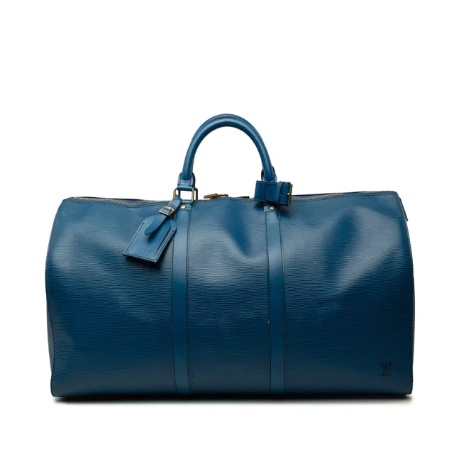 Blue Louis Vuitton Epi Keepall 50 Travel Bag in Blue Leather from Designer Revival