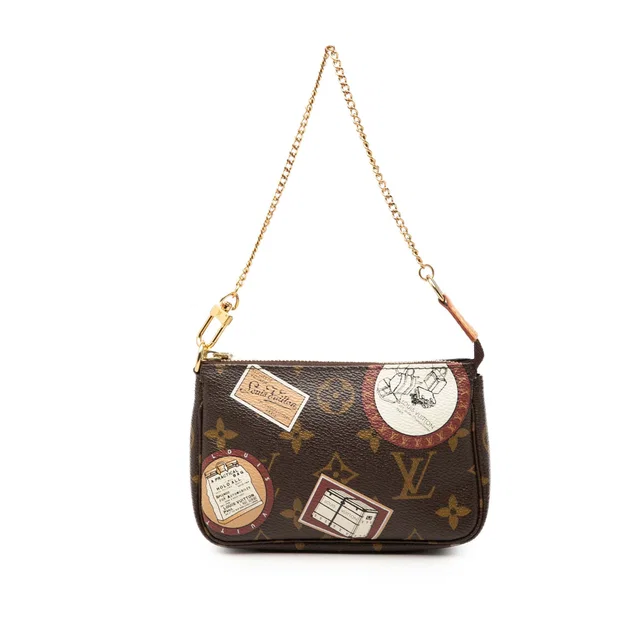 Brown Louis Vuitton Monogram Patch Mini Pochette Accessoires Handbag in Brown Coated canvas from Designer Revival