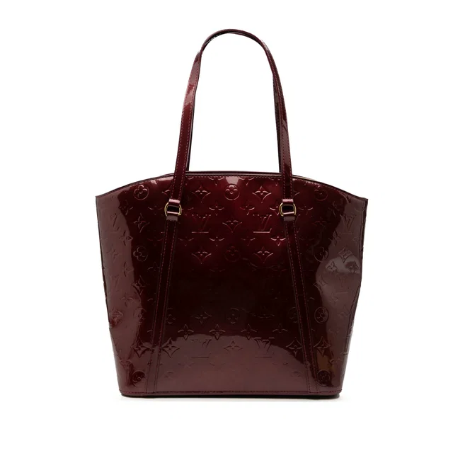 Red Louis Vuitton Mongoram Vernis Avalon MM Tote Bag in Red Leather from Designer Revival