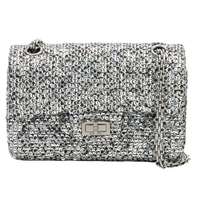 Chanel Sequined 2.55 Chain Shoulder Bag, Silver, Circa 2020 in Silver from VINTAGE QOO TOKYO