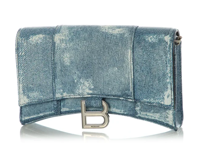 Balenciaga Denim Hourglass Wallet on Chain in Denim from Ann's Fabulous Finds, photo 2 of 9