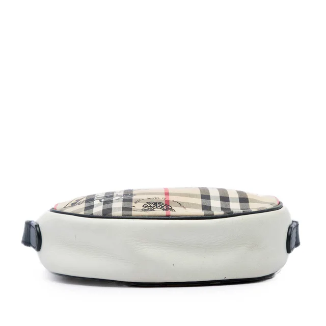 Beige Burberry House Check Canvas and Calfskin Cartoon Print Round Crossbody in Beige Calfskin from Designer Revival, photo 3 of 5