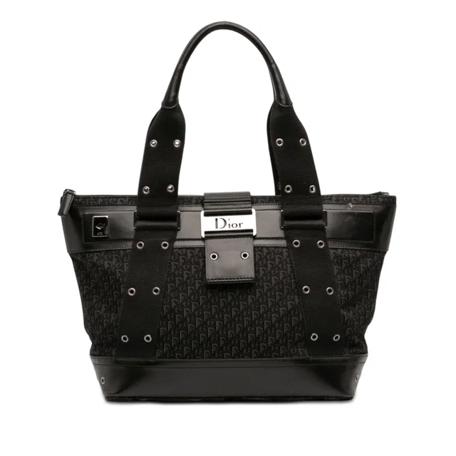 Black Dior Diorissimo Trotter Canvas Street Chic Columbus Tote in Black Canvas from Designer Revival
