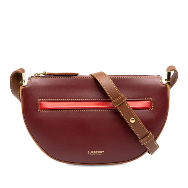 Red Burberry Mini Leather Olympia Crossbody in Red Leather from Designer Revival