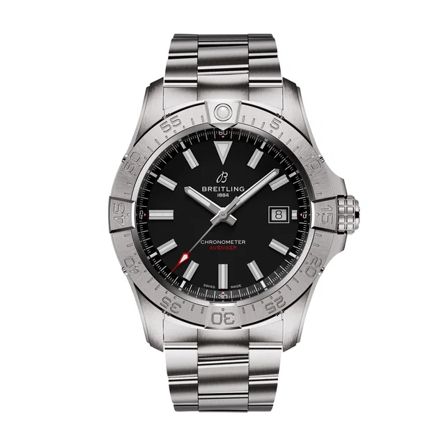 Breitling Avenger Automatic 42mm Mens Watch Black Stainless Steel in black from WatchesOfSwitzerland