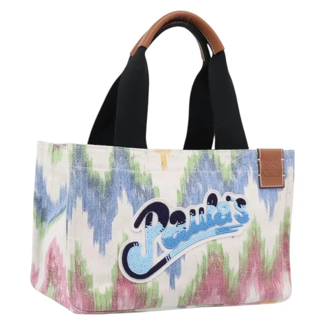 Loewe x Paula's Ibiza Embellished Printed Canvas Tote in Multicolor Canvas from Blue Spinach