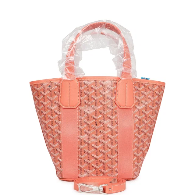 Goyard Goyardine Belharra PM Coral Tote Palladium Hardware in Calfskin from Madison Avenue Couture