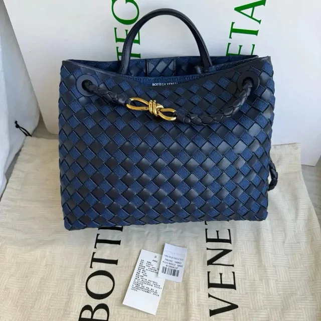 Bottega Veneta Andiamo Medium Dark Bluefabric Woven Shoulder Bag Detachable Stra in blue Woven leather from Grailed