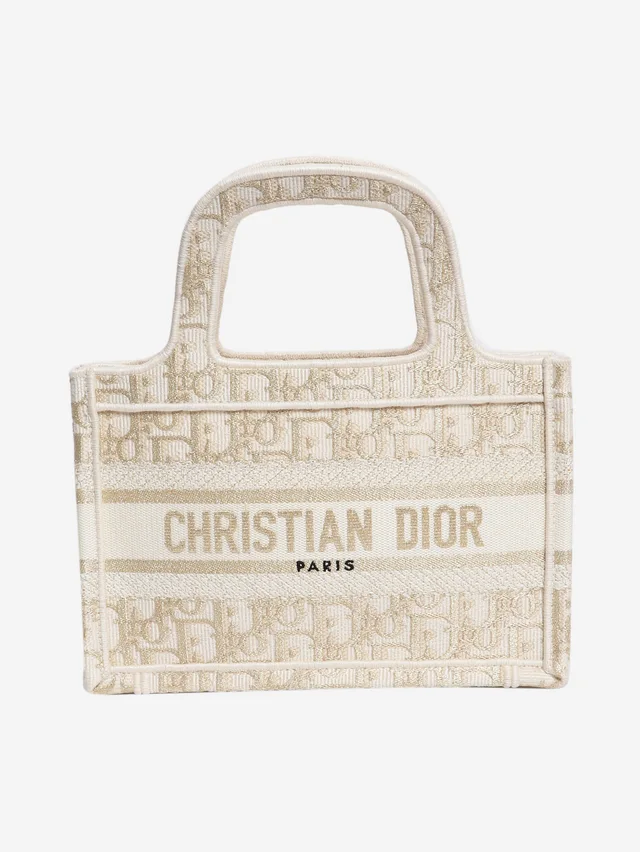 Dior Cream mini book tote in White Leather from Sign of the Times