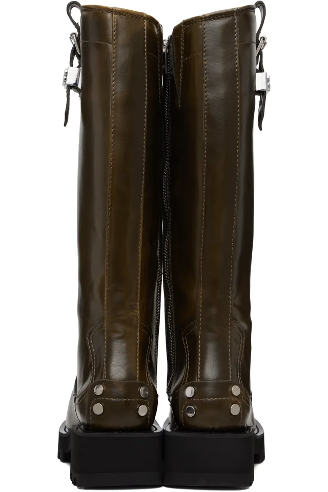 GANNI Brown High Boots, photo 2 of 5 from SSENSE