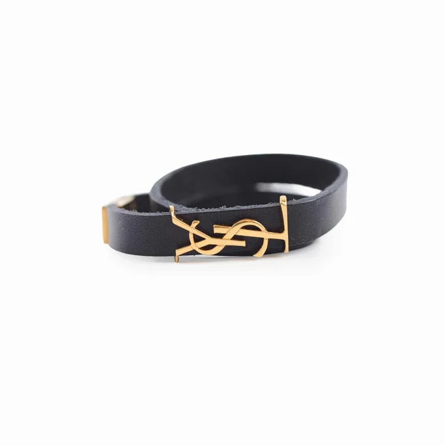 Saint Laurent Bracelet Black Leather in Black Leather from The Purse Affair