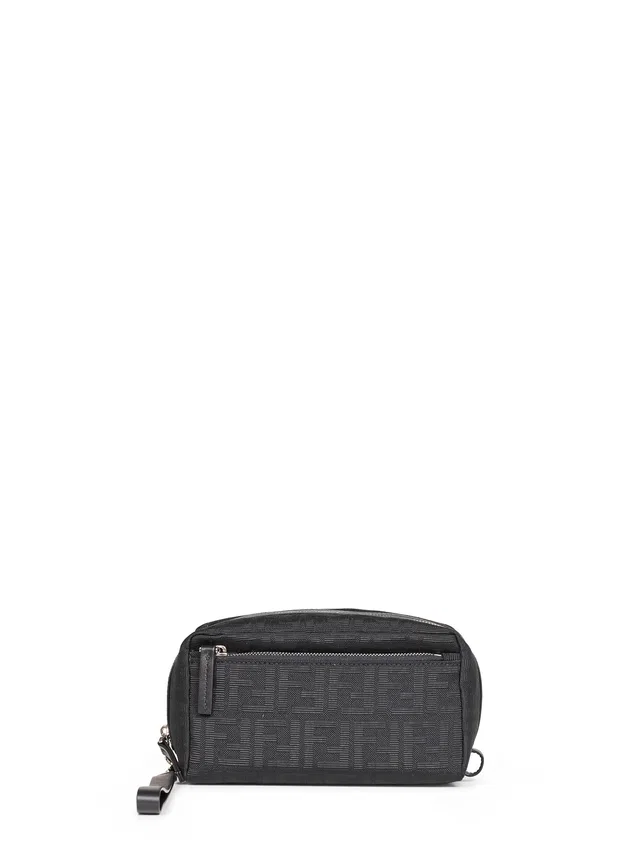 Fendi Ff Zucca Jacquard Clutch — Black Polyester in Black Leather from HEWI