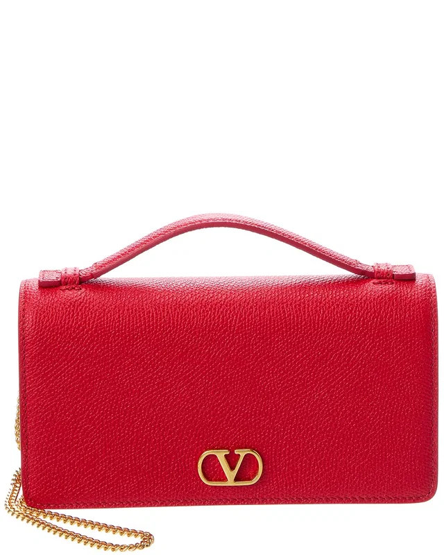 Valentino VLogo Signature Leather Wallet On Chain, image 1 of 1 from Rue La La
