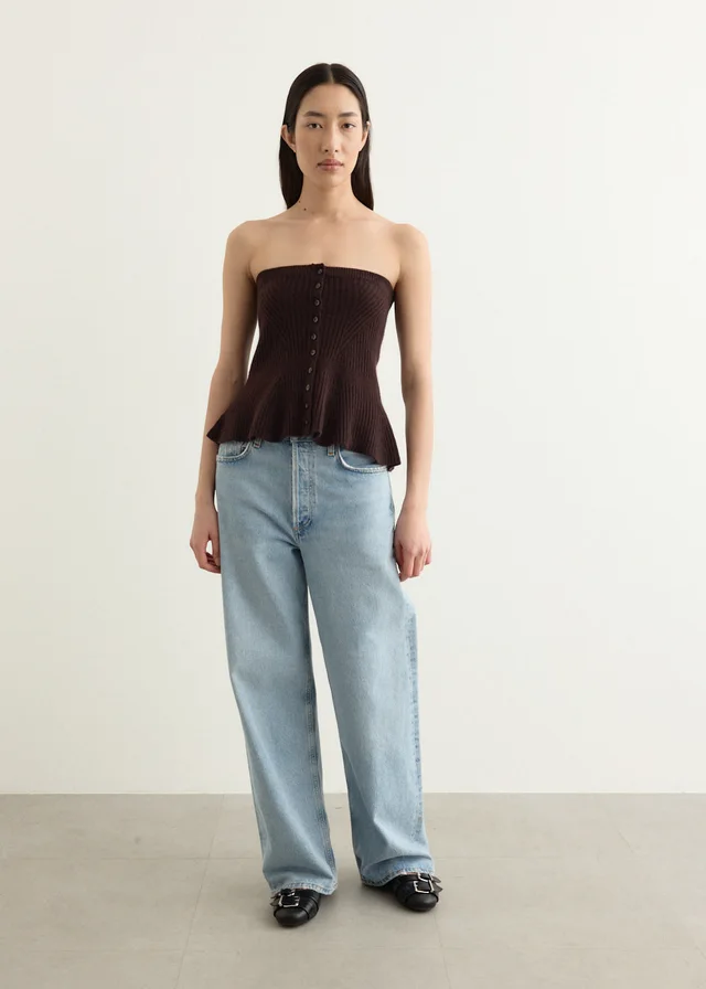 Low Classic Flared Hem Knit Top in Brown from Incu, photo 1 of 1