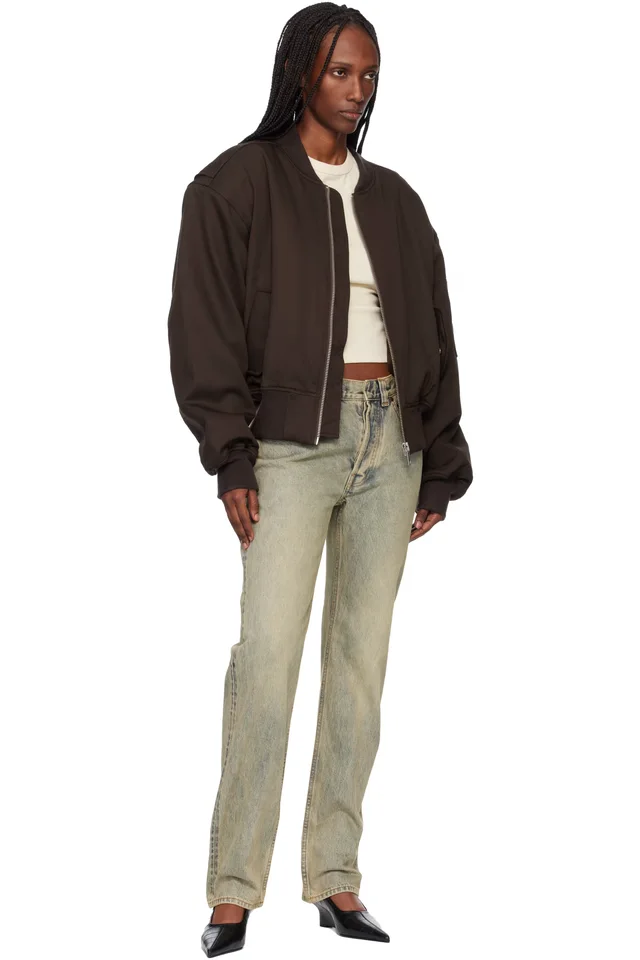 Entire Studios Brown Cropped Broad Suiting Bomber Jacket, photo 4 of 4 from SSENSE