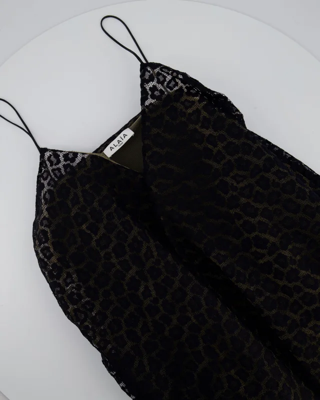 Alaïa Black Leopard Printed Textured Long-Sleeve Midi Dress Size FR 36 (UK 8) in Black from Sellier, photo 2 of 2