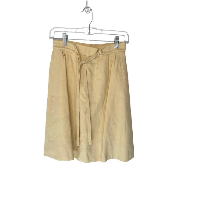 Chloé Neutral Tan Relaxed Coastal Pleated Sable Silk A-Line Skirt Size 3 in Brown Silk from Poshmark