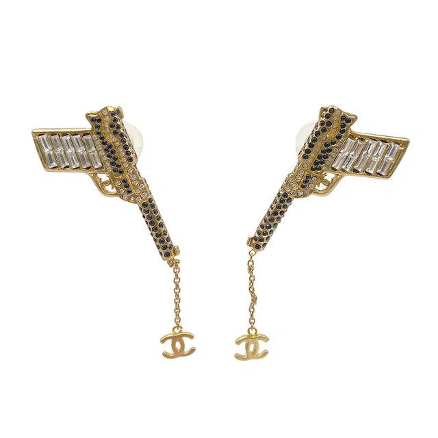 Chanel Earrings Cocomark Rhinestone Gun Motif Accessory 01A from Luxury Promise