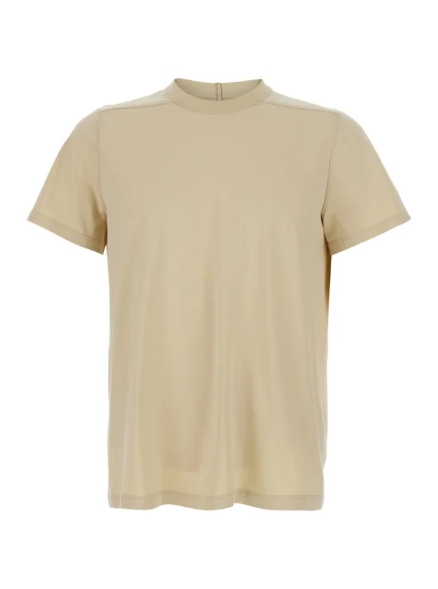 Crew Neck T-Shirt with Tone-on-Tone Stitching in Beige Cotton for Men in Beige, image 1 of 1 from Gaudenzi Boutique