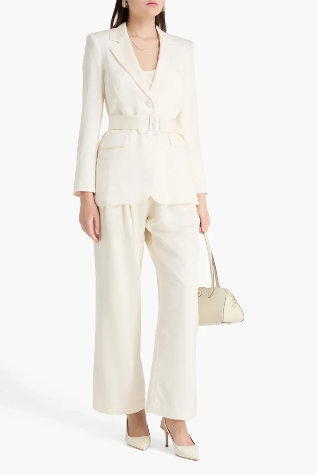 Veronica Beard Ryanne Belted Crepe de Chine Blazer in Off White, photo 2 of 4 from THE OUTNET