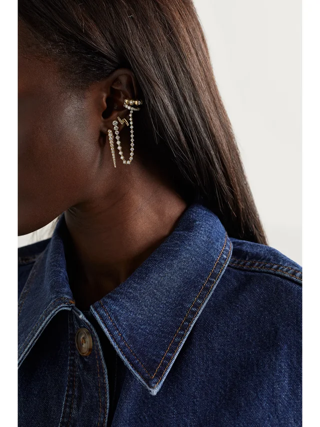 MELISSA KAYE Audrey 18-karat gold diamond ear cuff in Metallic, photo 2 of 2 from NET-A-PORTER (Canada)