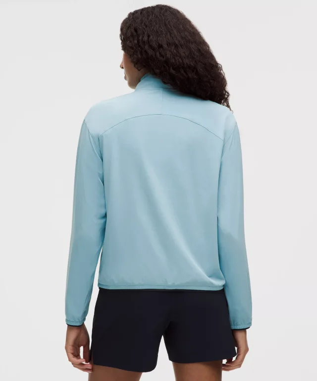 lululemon UV-Protective Lightweight Half Zip in Seafoam/True Navy, photo 3 of 6 from lululemon