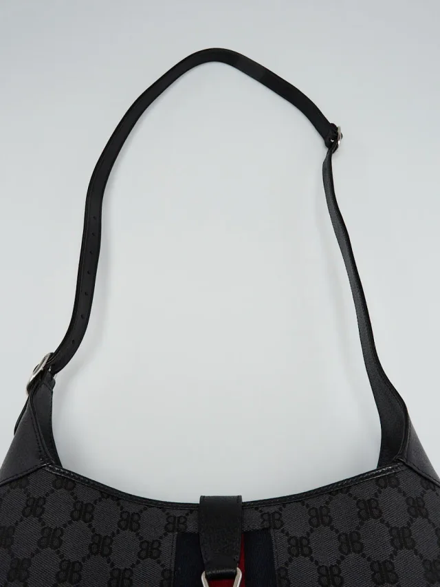 Balenciaga x Gucci Grey/Black Canvas/Leather The Hacker Project 1961 Medium Jackie Bag in Black Canvas from Yoogis, photo 7 of 11