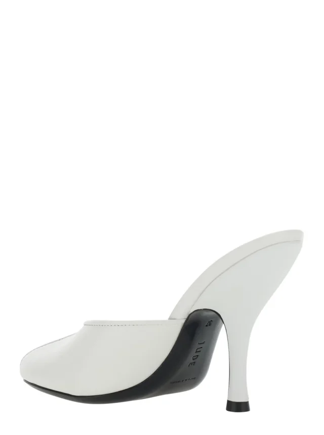 JUDE 'Date' white Heeled Sandals with cut-out toe in leather women in White 100% Lambskin, photo 5 of 8 from Gaudenzi Boutique