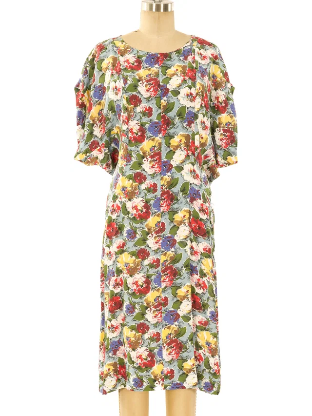 Balenciaga Floral Printed Midi Dress in Multicolor from Arcade Vintage