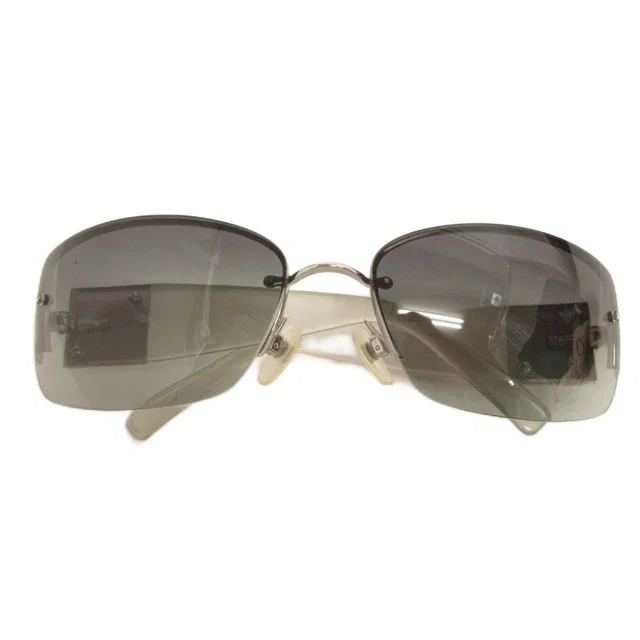 Chanel Sunglasses Half Rim Acetate CC Logo Rhinestone Decoration Clear Black in Black from The Reluxe