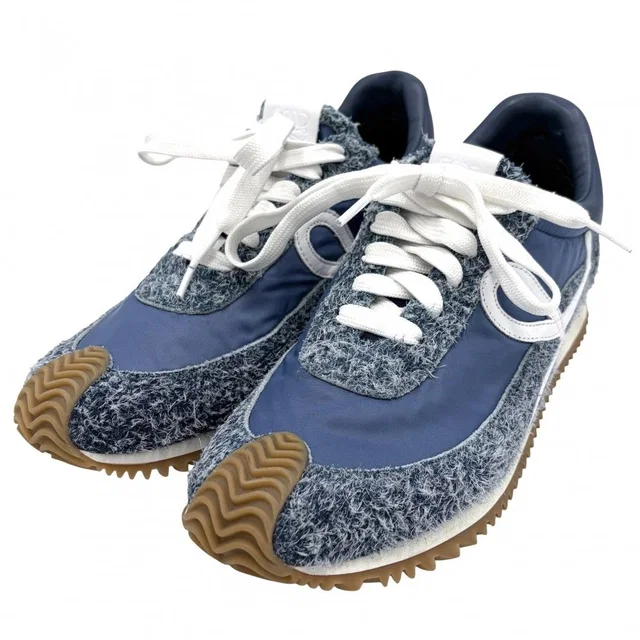 Loewe Sneakers Flo Runner Shoes Running Nylon Suede Blue 40 in Blue Suede from The Reluxe