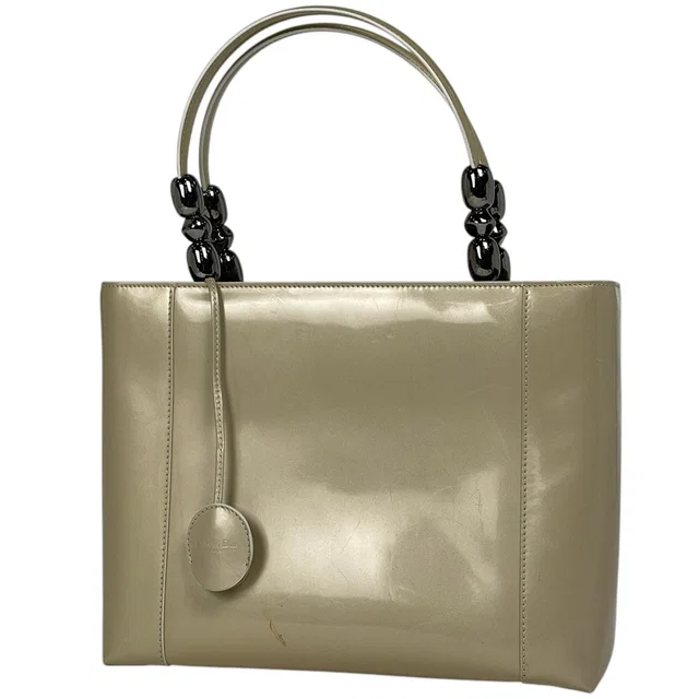 Dior Malice Pearl Handbag 2-Way Patent Leather Beige in Beige Patent leather from The Reluxe