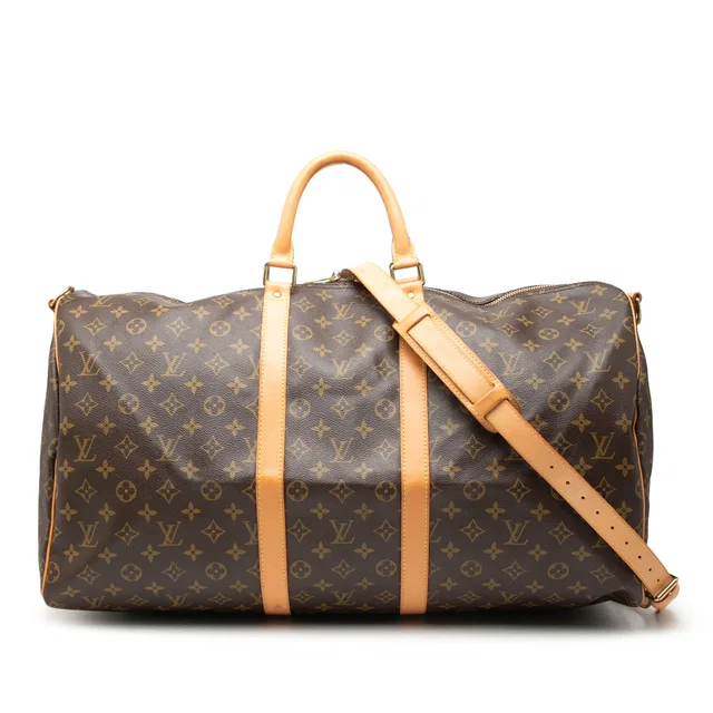 Brown Louis Vuitton Monogram Keepall Bandouliere 55 Travel Bag in Brown Coated canvas from Designer Revival