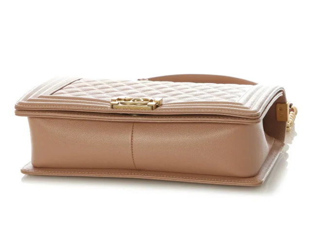 Chanel New Medium Beige Quilted Caviar Boy Bag in Beige Caviar leather from Ann's Fabulous Finds, photo 7 of 10