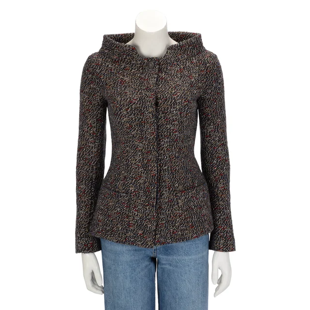 Chanel Fantasy Tweed High Collar Jacket FR 36 in Multi Colour Tweed from Blue Spinach